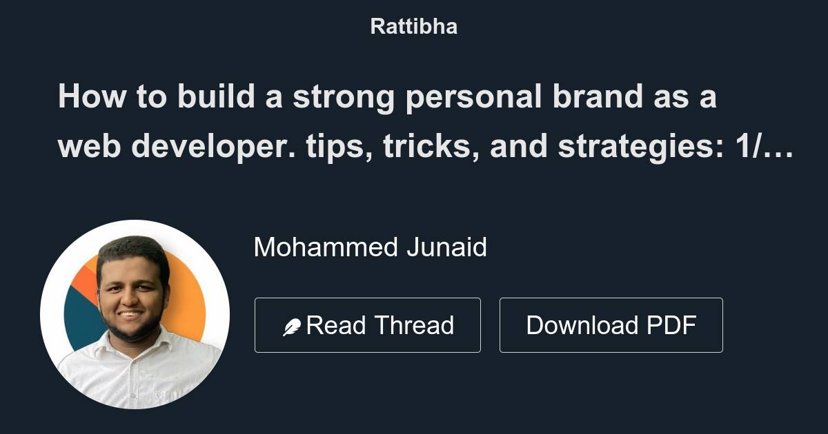 How to build a strong personal brand as a web developer. tips, tricks