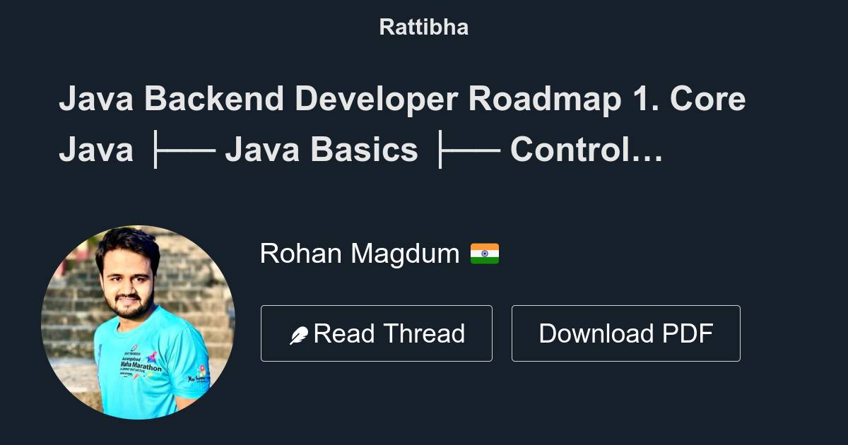 Java Backend Developer Roadmap 1. Core Java ├── Java Basics ├── Control ...