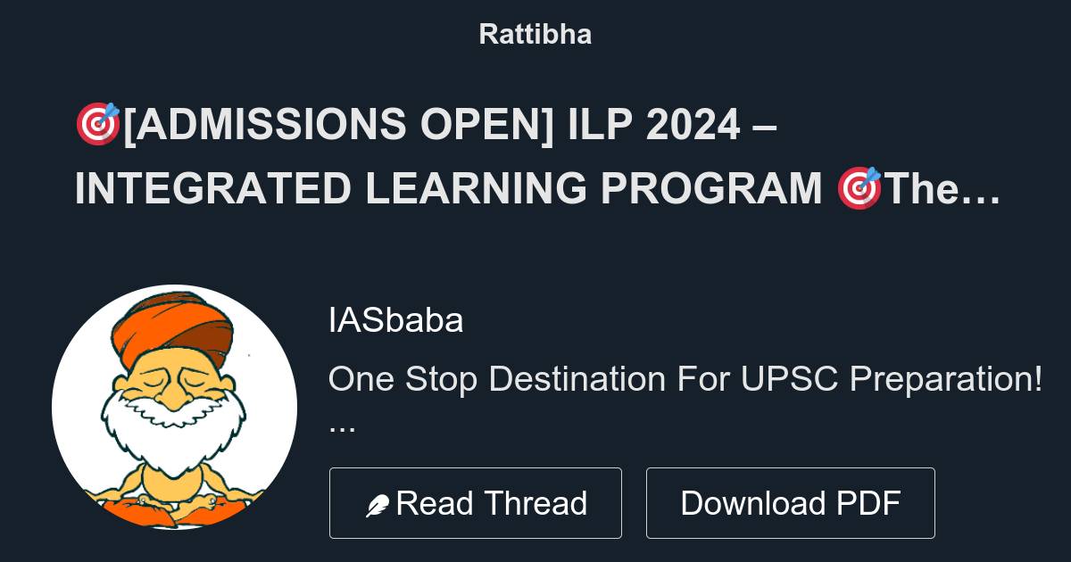 ADMISSIONS OPEN ILP 2024 INTEGRATED LEARNING PROGRAM The Most   1643842996192919552 1 