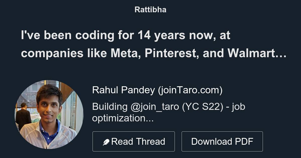 I've been coding for 14 years now, at companies like Meta, Pinterest ...