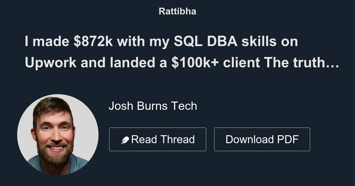 I made 872k with my sql dba skills on upwork and landed a 100k