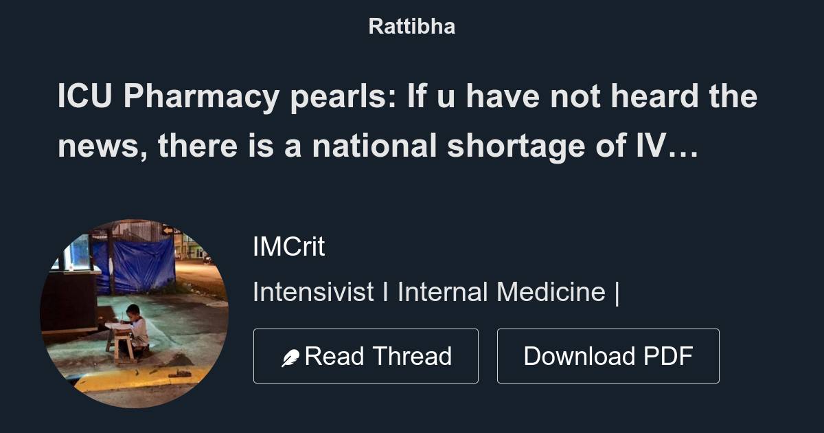 ICU Pharmacy pearls If u have not heard the news, there is a national