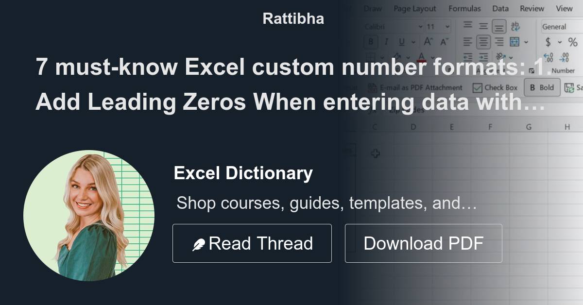 7 must-know Excel custom number formats: - Thread from Excel Dictionary ...