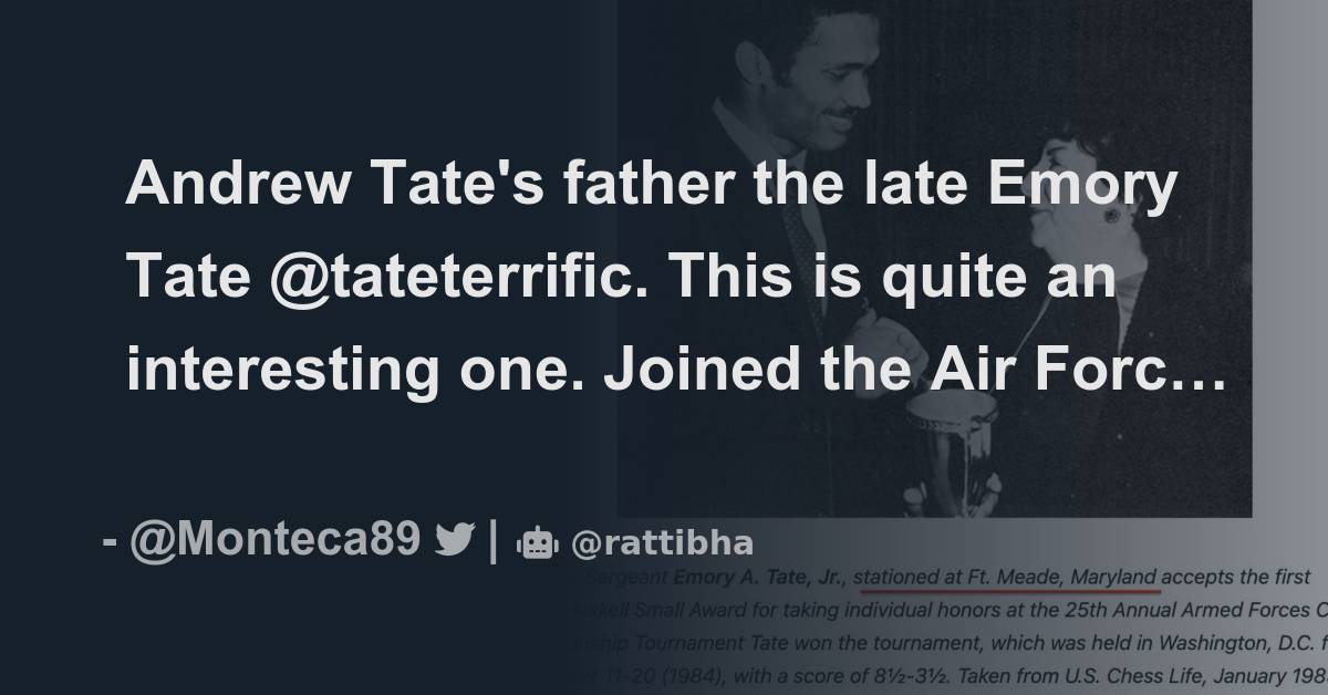 Kath on X: Emory Tate served in the U.S. Air Force as a sergeant, where he  excelled as a linguist. The military taught him Russian. Tate learned  Spanish through being an exchange