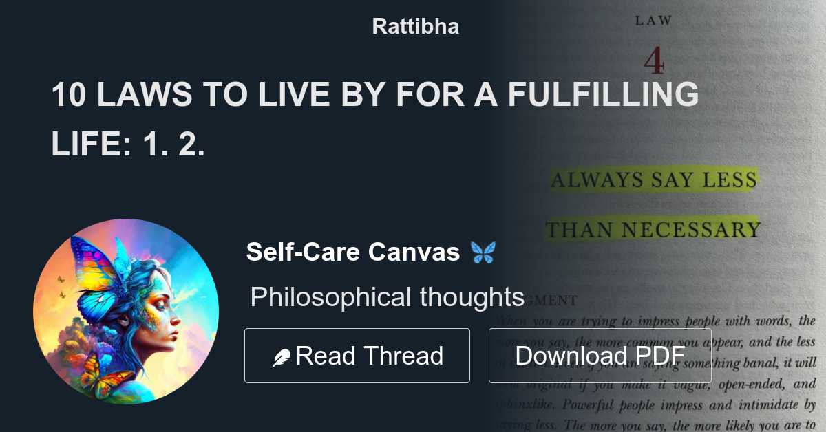 10-laws-to-live-by-for-a-fulfilling-life-1-thread-from-self-care