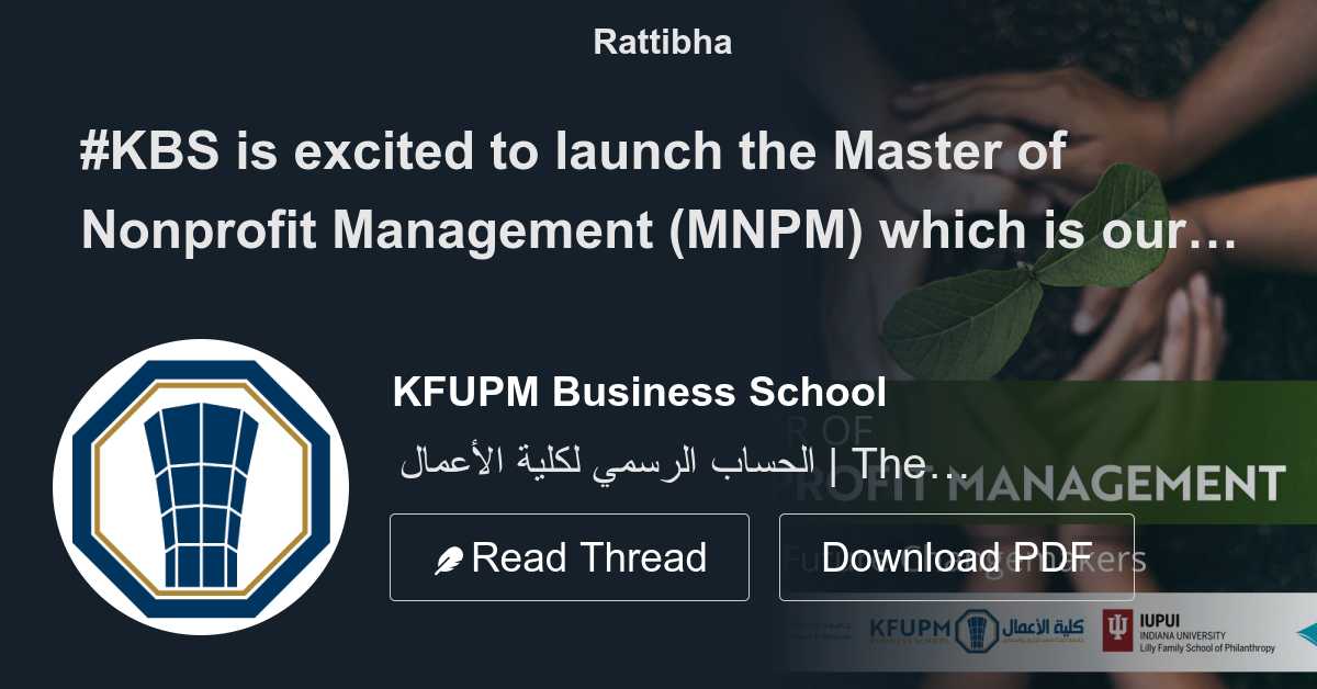 KBS is excited to launch the Master of Nonprofit Management (MNPM