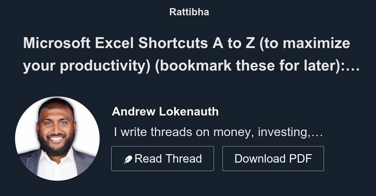 Microsoft Excel Shortcuts A to Z (to maximize your productivity) (bookmark these for later