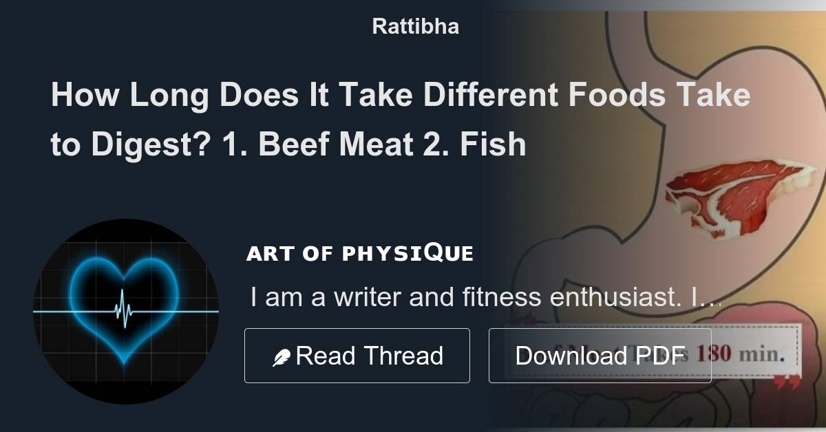 How Long Does It Take Different Foods Take to Digest? 1. Beef Meat