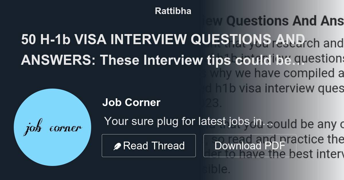 50 H-1b VISA INTERVIEW QUESTIONS AND ANSWERS: These Interview Tips ...