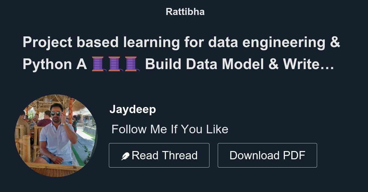 Project based learning for data engineering & Python A 🧵🧵🧵 - Thread ...