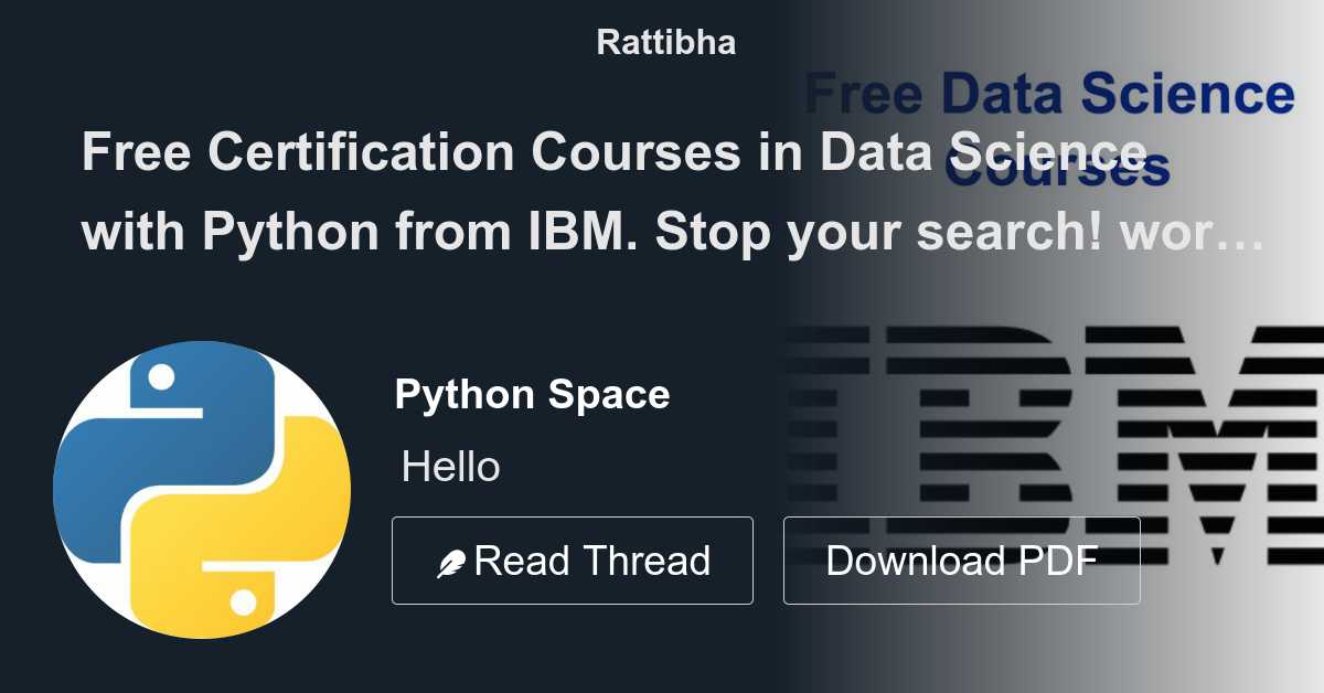 Free certification courses in data science with python from ibm stop