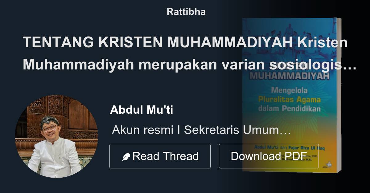 TENTANG KRISTEN MUHAMMADIYAH Kristen Muhammadiyah Merupakan Varian ...