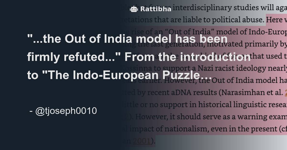 The Out Of India Model Has Been Firmly Refuted..." From The ...