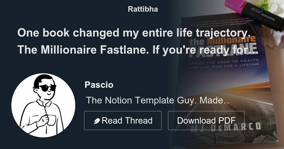 One book changed my entire life trajectory. The Millionaire Fastlane