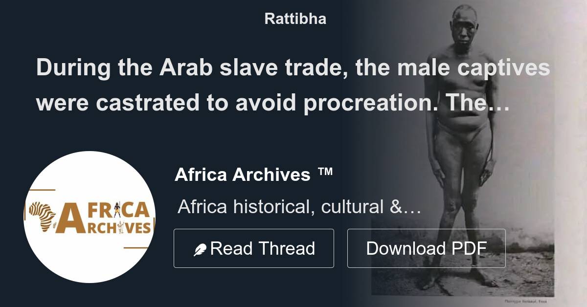 During The Arab Slave Trade The Male Captives Were Castrated To Avoid