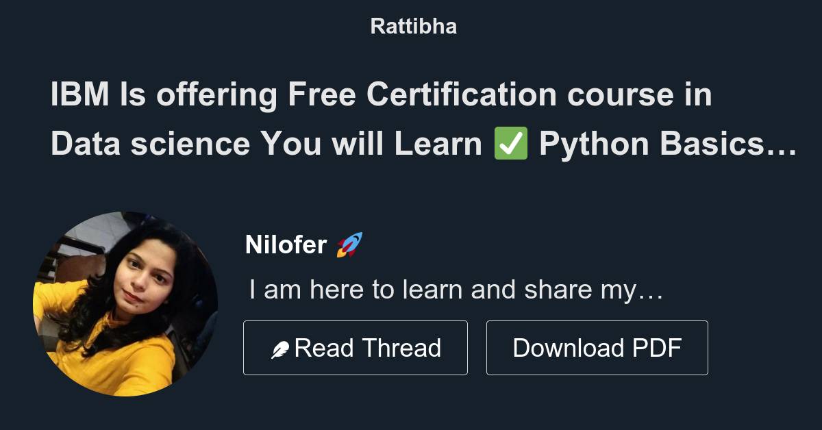 Ibm is offering free certification course in data science you will
