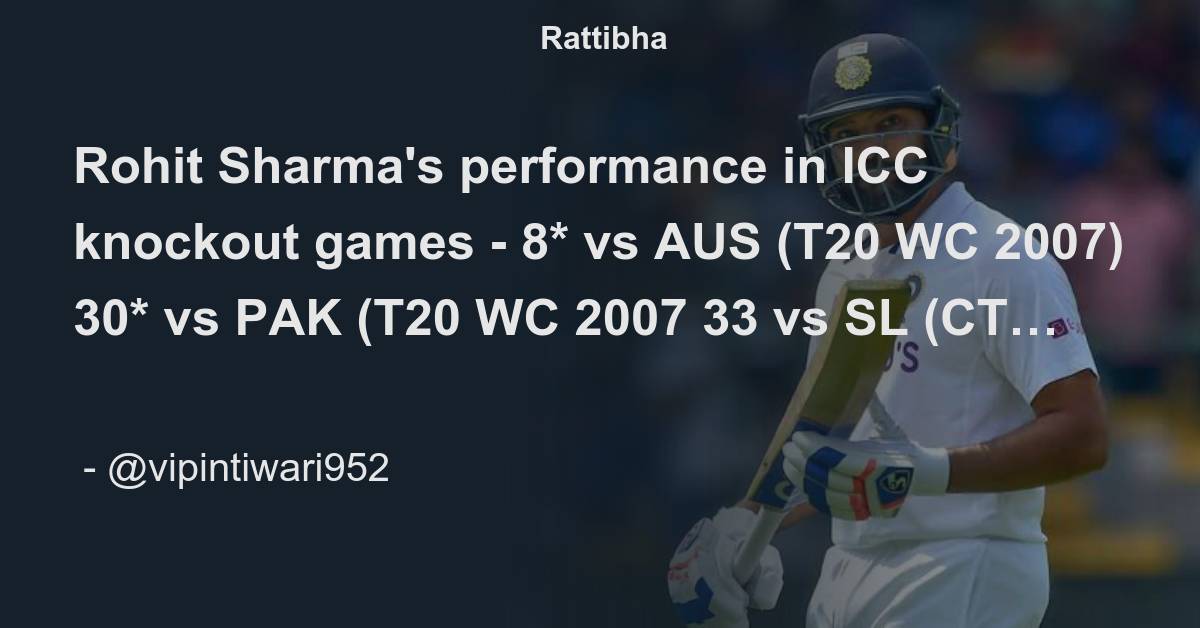 Rohit Sharma's performance in ICC knockout games - 8* vs AUS (T20 WC ...