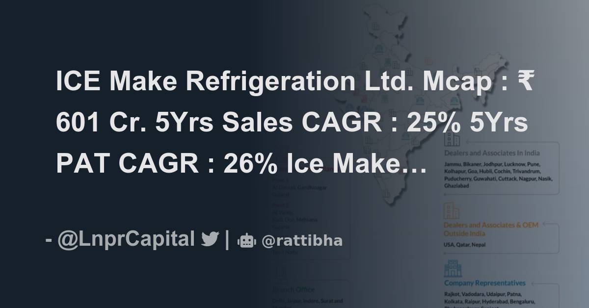ICE Make Refrigeration Ltd. Mcap ₹ 601 Cr. 5Yrs Sales CAGR 25 5Yrs