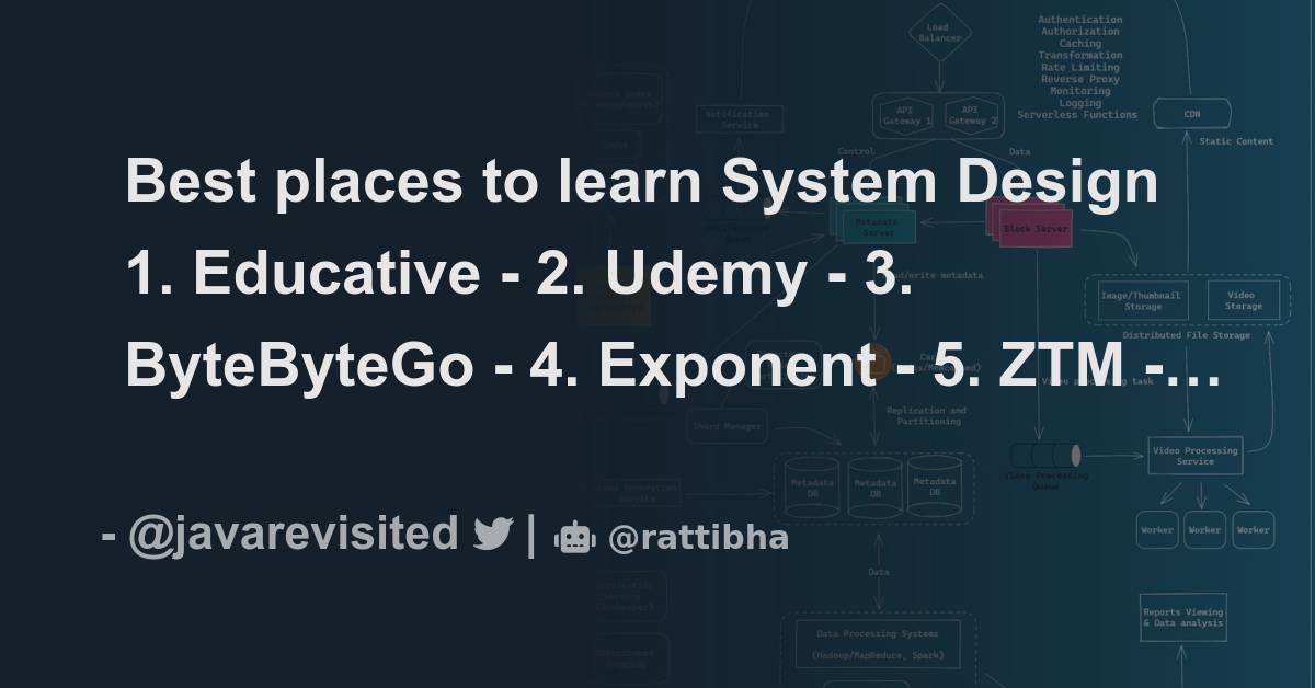 Best places to learn System Design 1. Educative - https://t.co ...