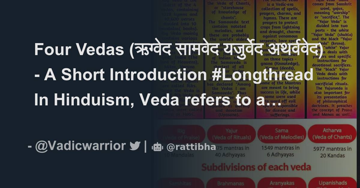 Four Vedas (ऋग्वेद सामवेद यजुर्वेद अथर्ववेद) - A Short Introduction # ...