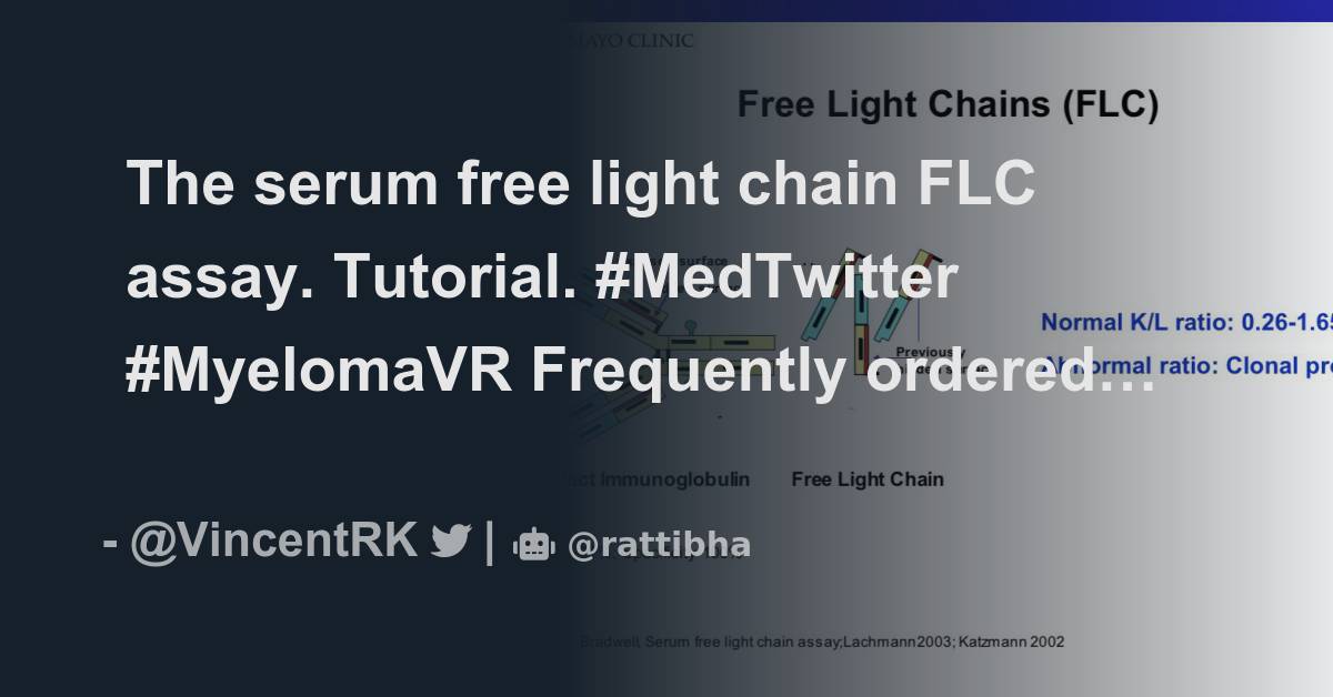 The serum free light chain FLC assay. Tutorial. MedTwitter MyelomaVR