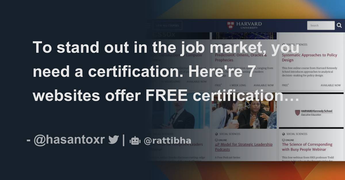 To stand out in the job market you need a certification here re 7
