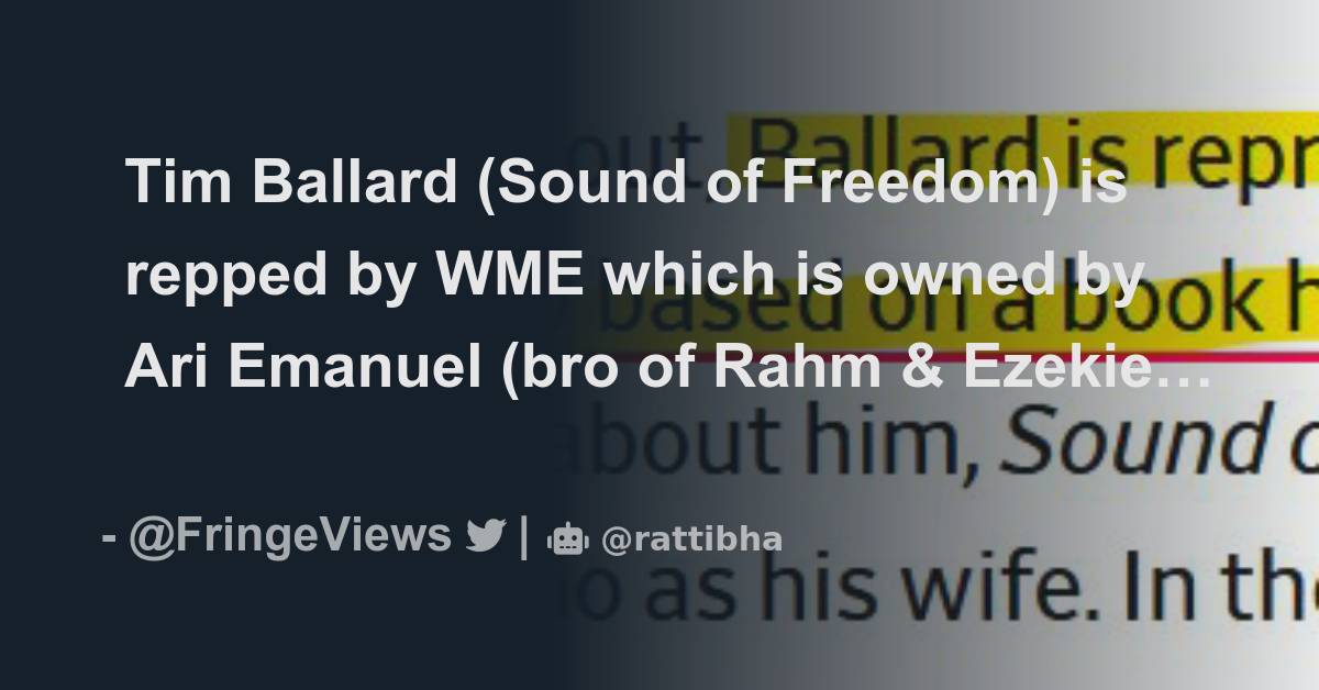 Tim Ballard Sound Of Freedom Is Repped By WME Which Is Owned By Ari tim-ballard-sound-of-freedom-is-repped-by-wme-which-is-owned-by-ari