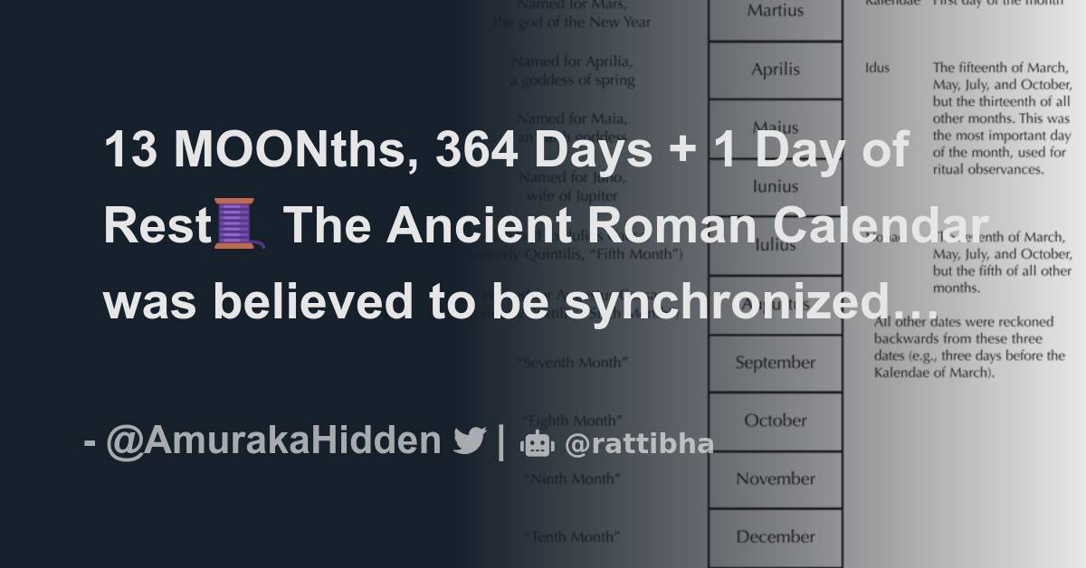 13 moonths 364 days 1 day of rest the ancient roman calendar was