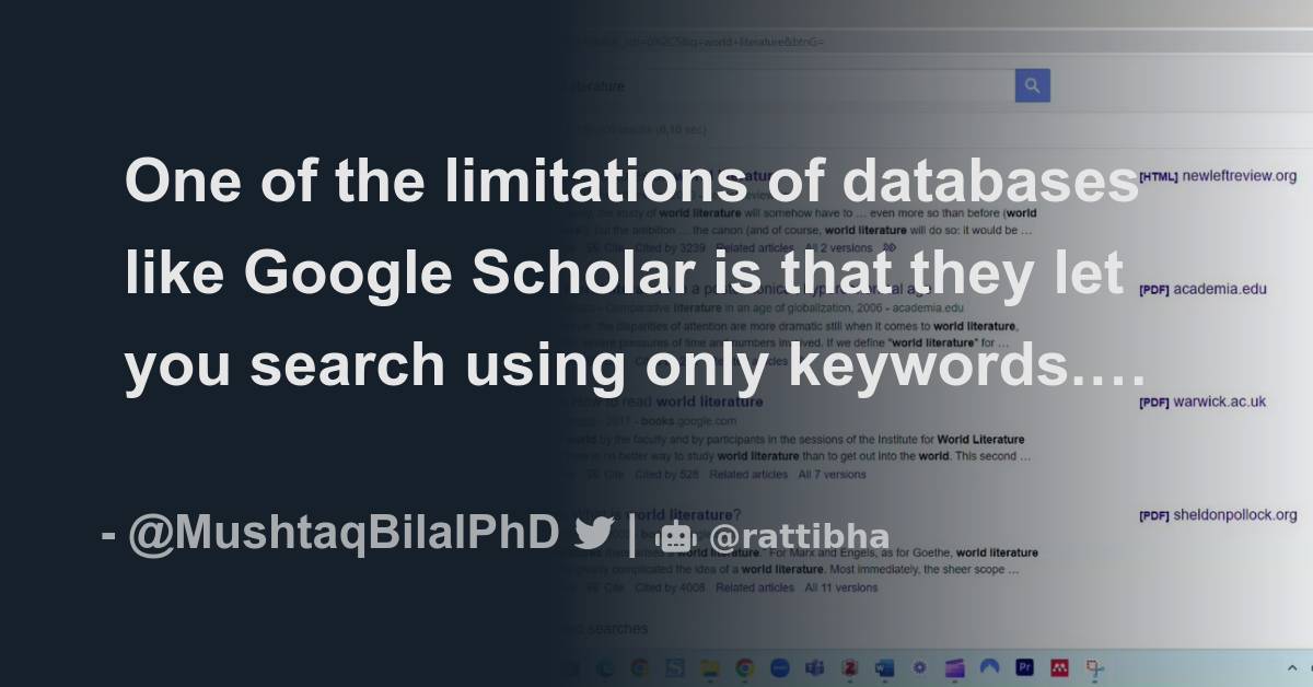 One Of The Limitations Of Databases Like Google Scholar Is That They ...