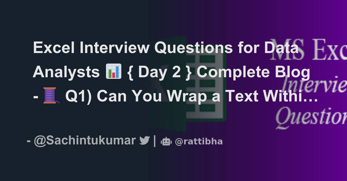 Excel interview questions for data analysts day 2 complete blog
