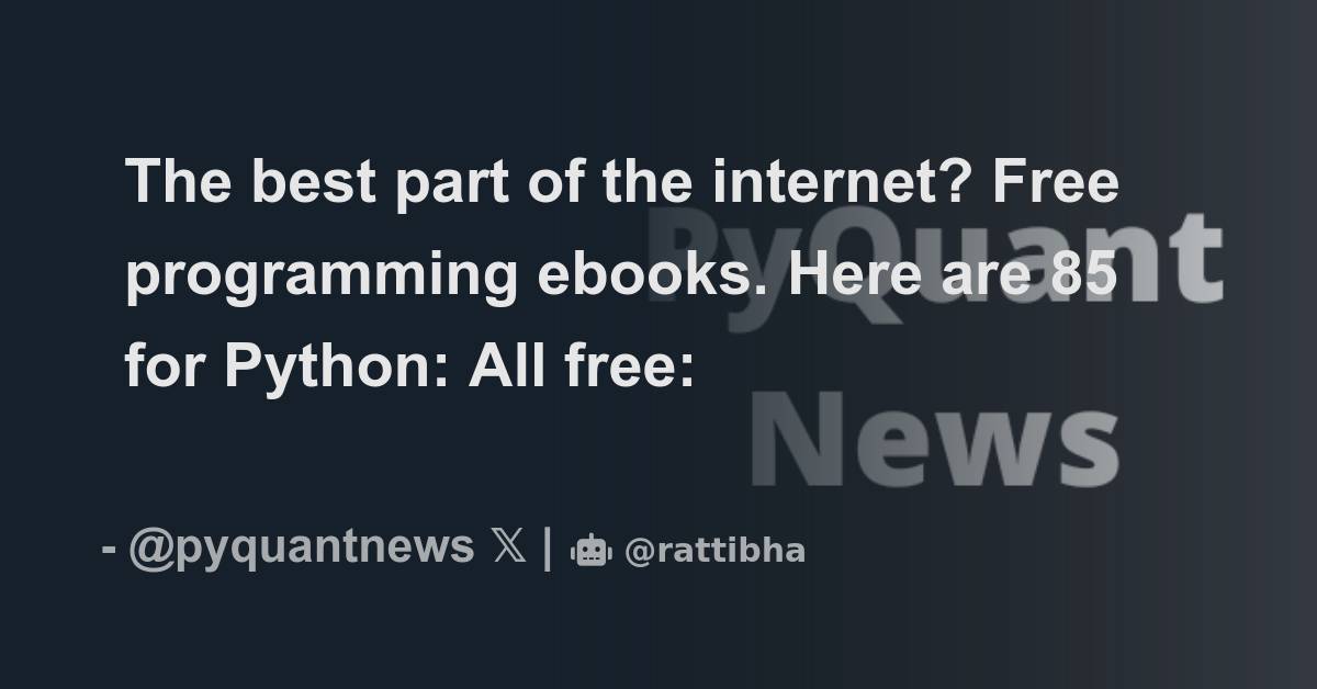The best part of the internet free programming ebooks here are 85 for