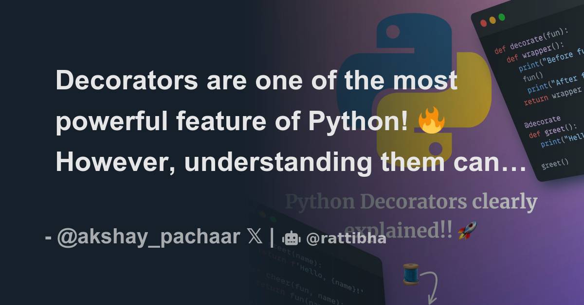 Decorators are one of the most powerful feature of python however