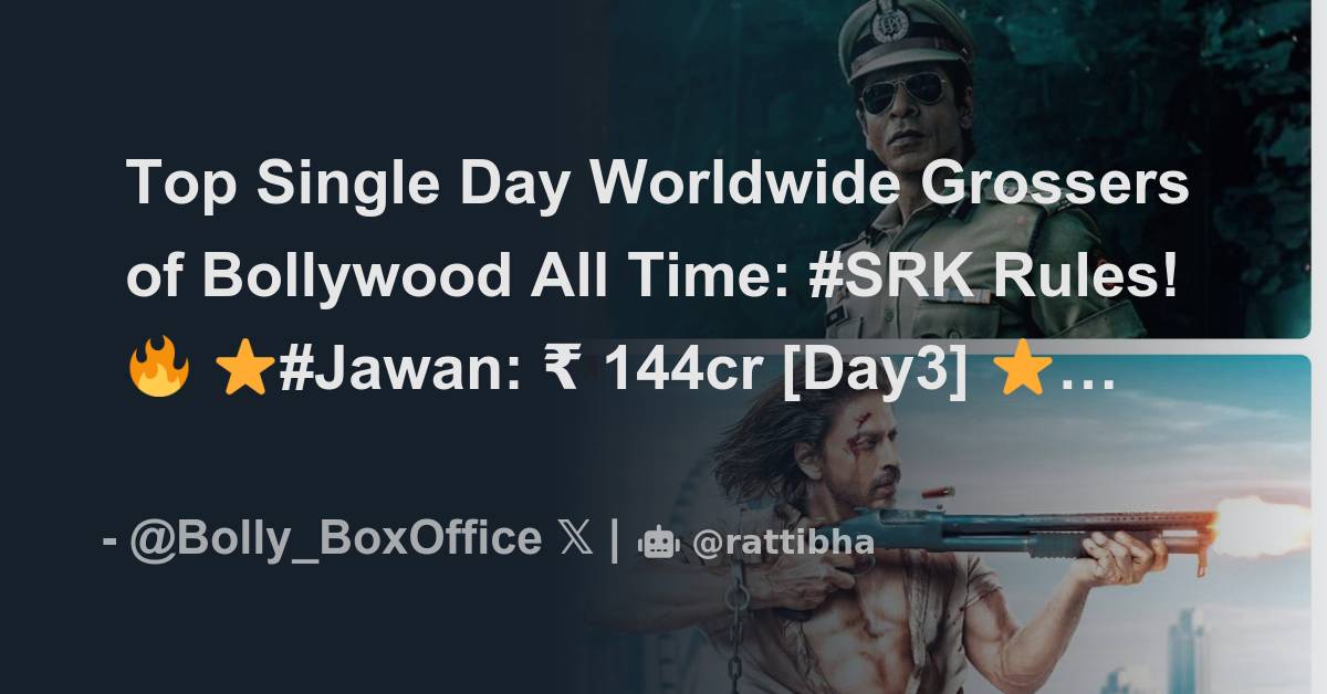 Top Single Day Worldwide Grossers Of Bollywood All Time: #SRK Rules! 🔥 ...