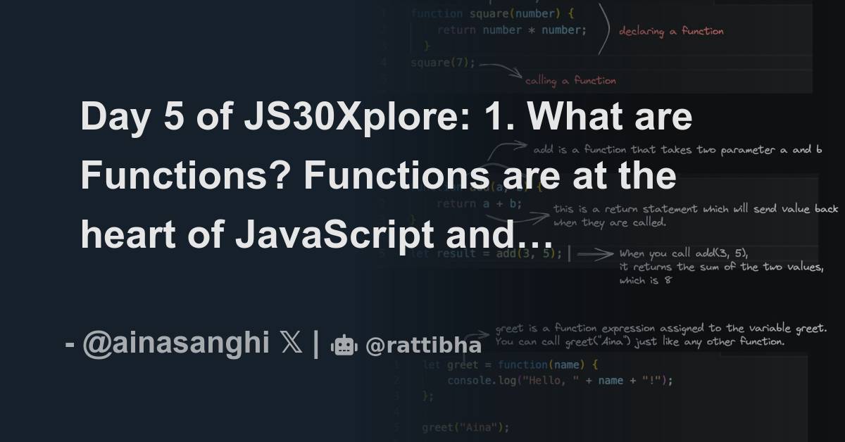 Day 5 of js30xplore 1 what are functions functions are at the heart