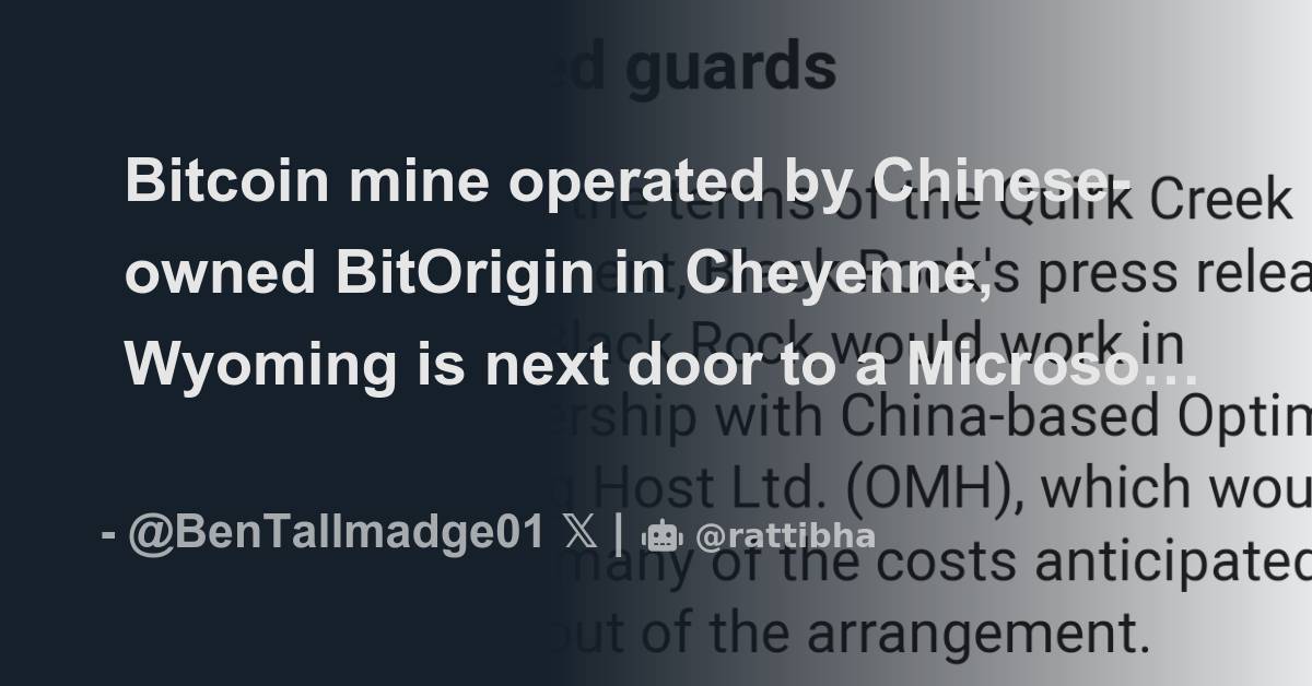 Bitcoin mine operated by chinese owned bitorigin in cheyenne wyoming