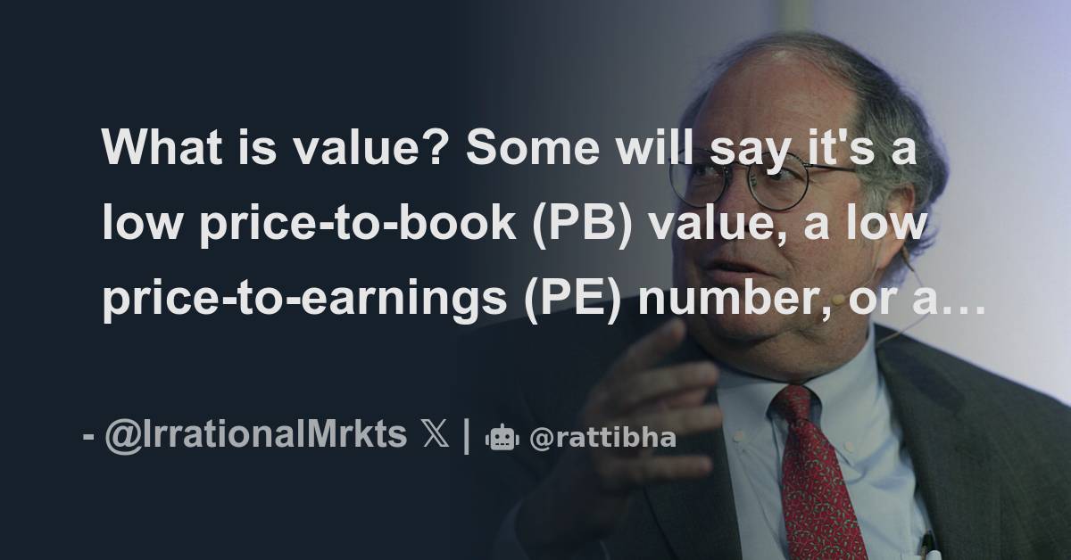 What is value? Some will say it's a low pricetobook (PB) value, a low