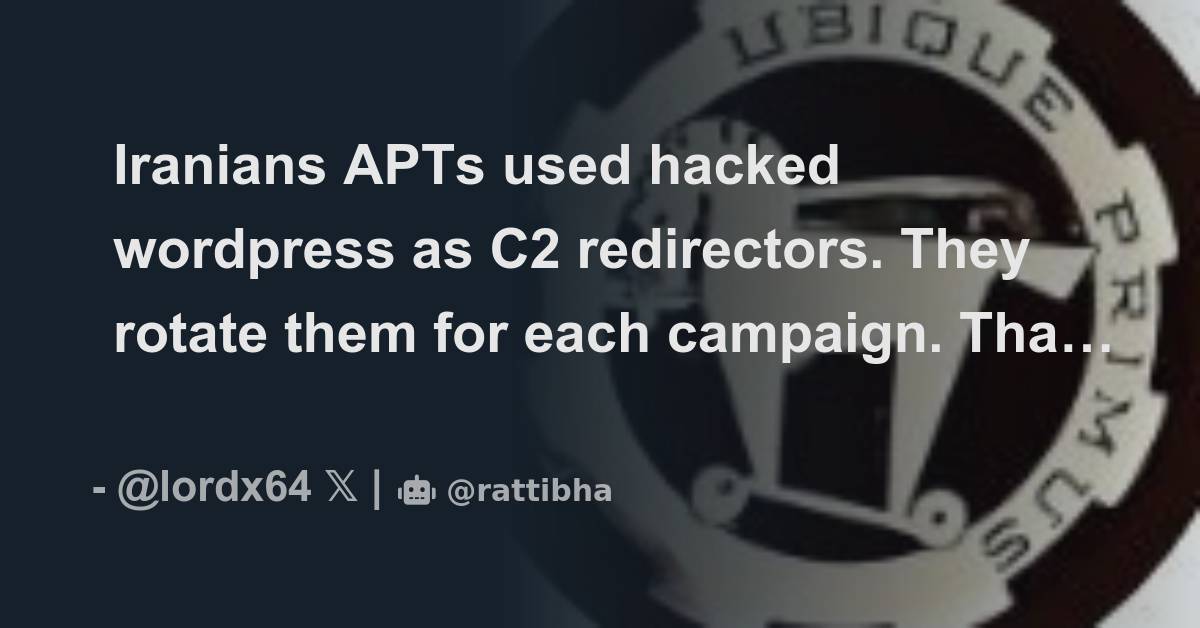 Iranians APTs used hacked wordpress as C2 redirectors. They rotate them
