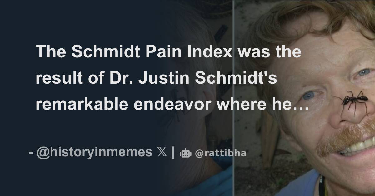 The Schmidt Pain Index was the result of Dr. Justin Schmidt's ...