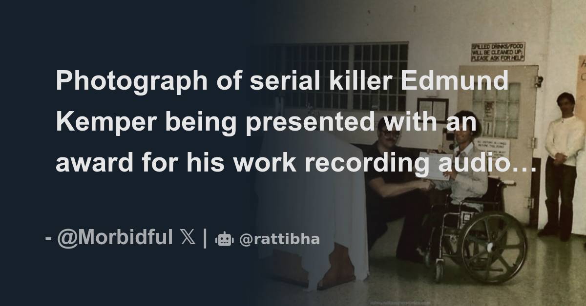 Photograph of serial killer Edmund Kemper being presented with an award