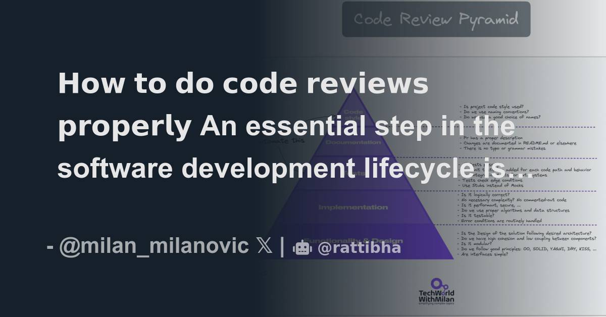 𝗛𝗼𝘄 𝘁𝗼 𝗱𝗼 𝗰𝗼𝗱𝗲 𝗿𝗲𝘃𝗶𝗲𝘄𝘀 𝗽𝗿𝗼𝗽𝗲𝗿𝗹𝘆 An essential step in the software ...