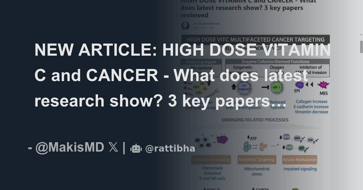 NEW ARTICLE HIGH DOSE VITAMIN C and CANCER What does latest research
