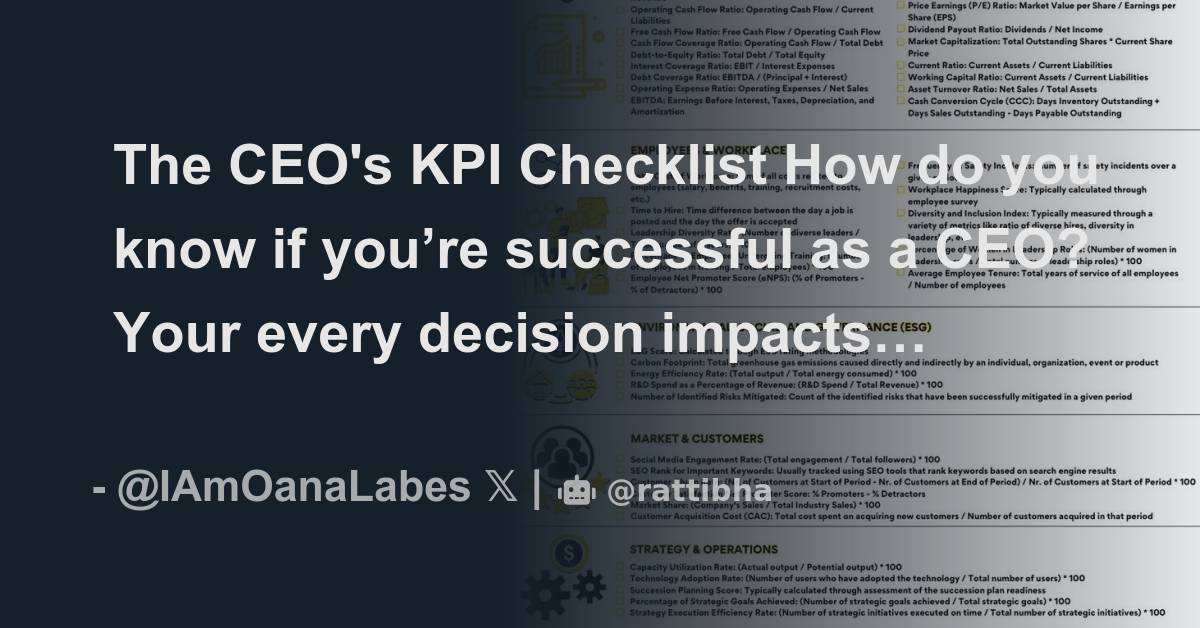 The CEO's KPI Checklist How Do You Know If You’re Successful As A CEO ...