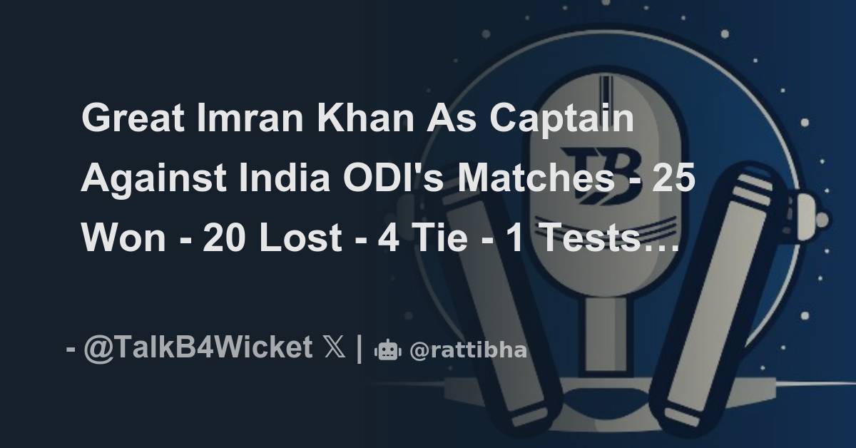 Great Imran Khan As Captain Against India ODI's Matches 25 Won 20