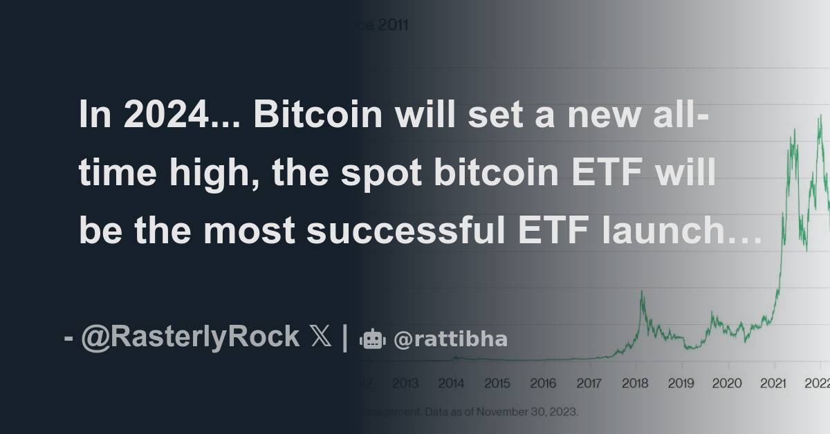 In 2024... Bitcoin will set a new alltime high, the spot bitcoin ETF