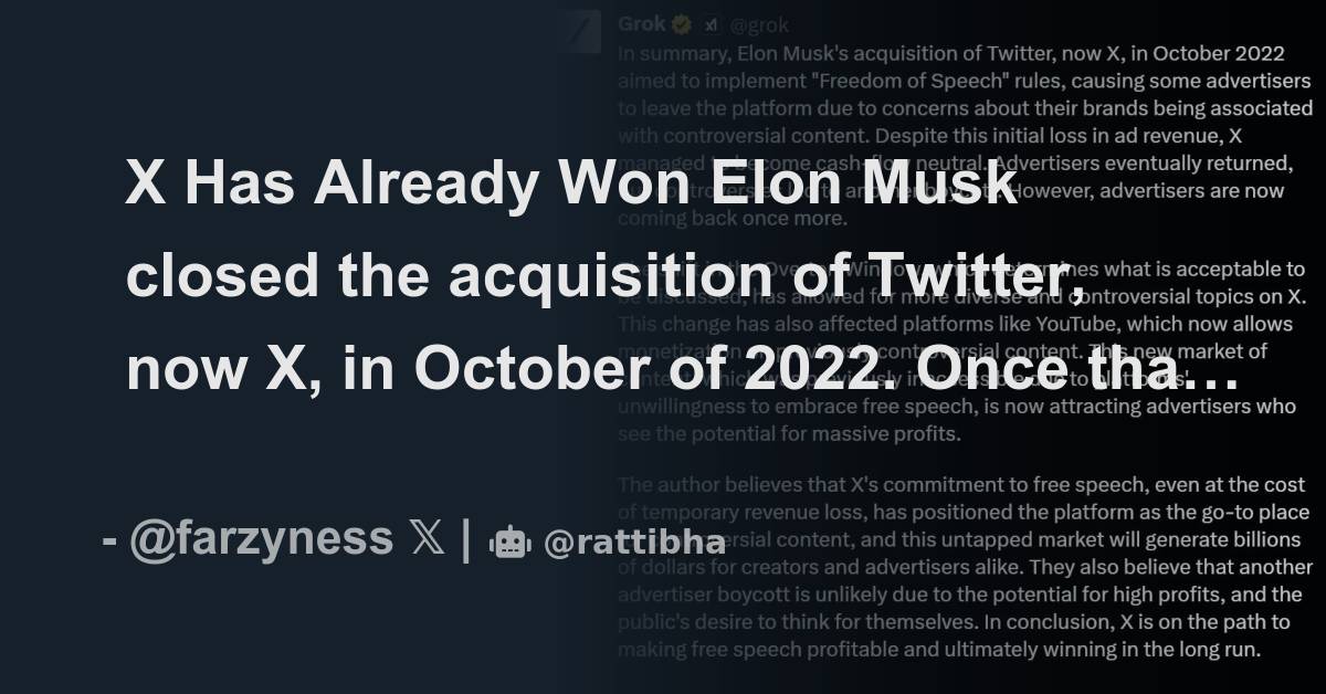 X Has Already Won Elon Musk Closed The Acquisition Of Twitter, Now X ...