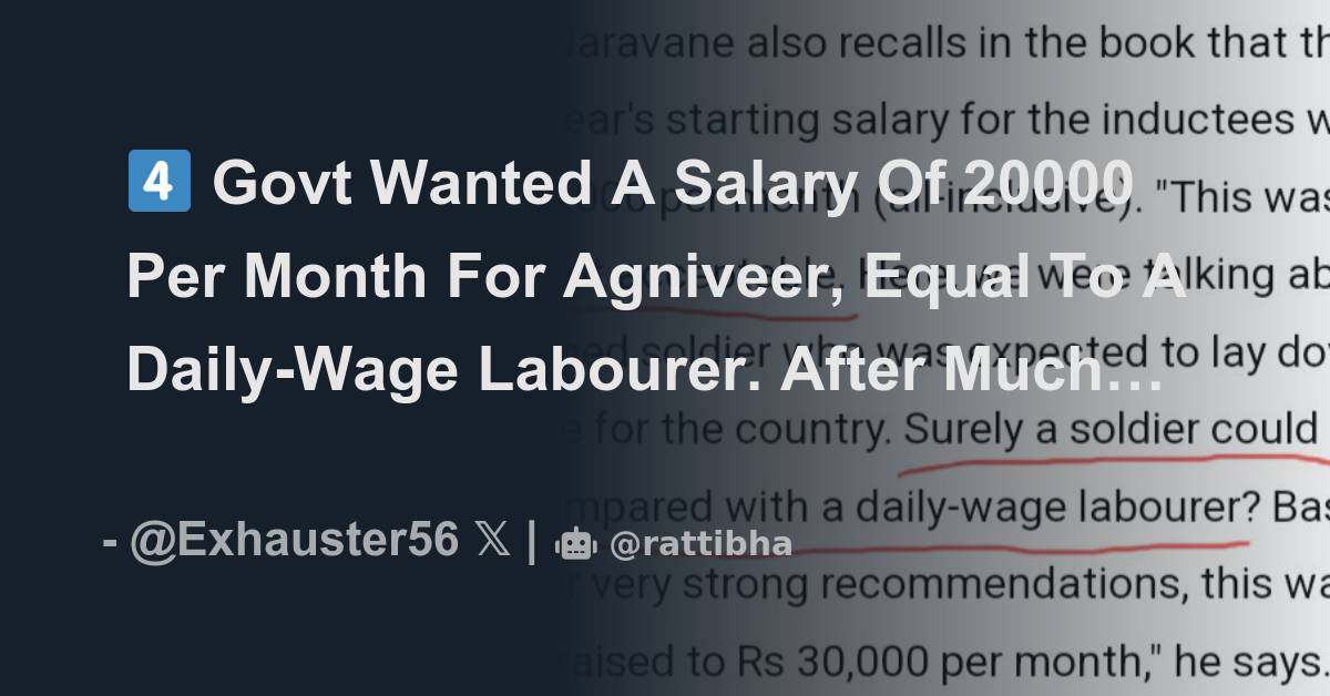 4️⃣ Govt Wanted A Salary Of 20000 Per Month For Agniveer, Equal To A