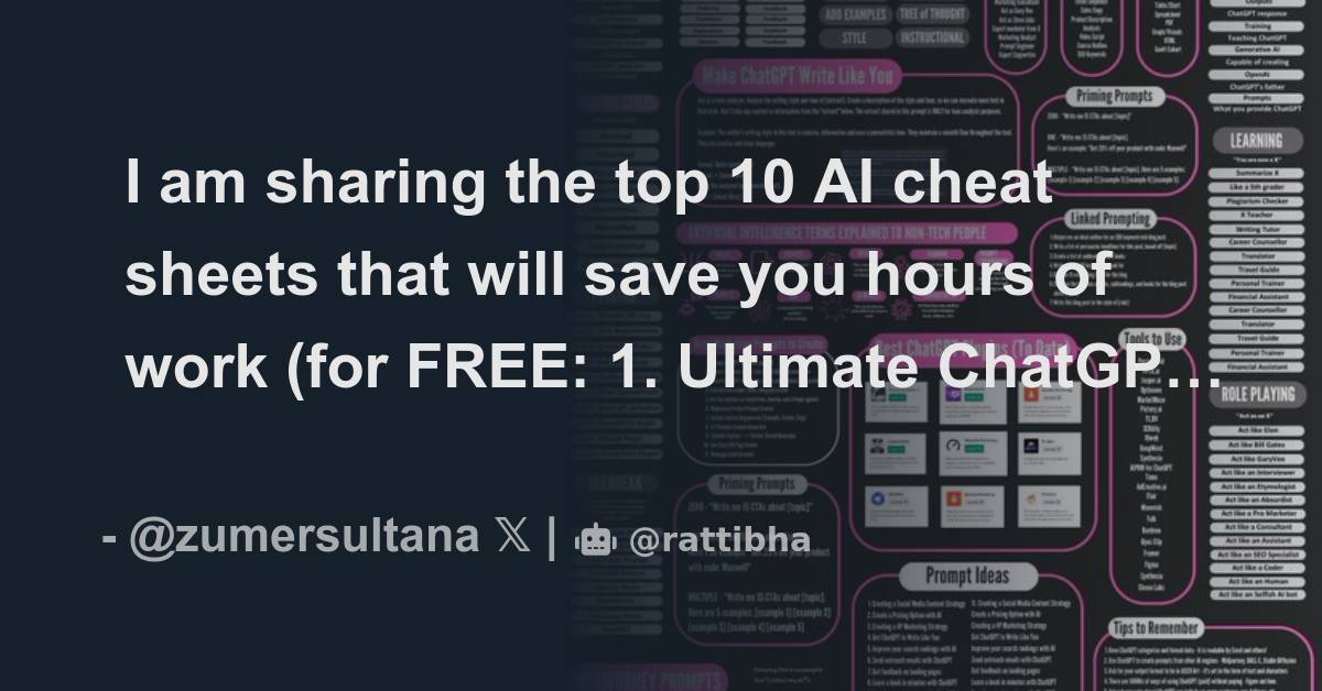 I am sharing the top 10 AI cheat sheets that will save you hours of ...