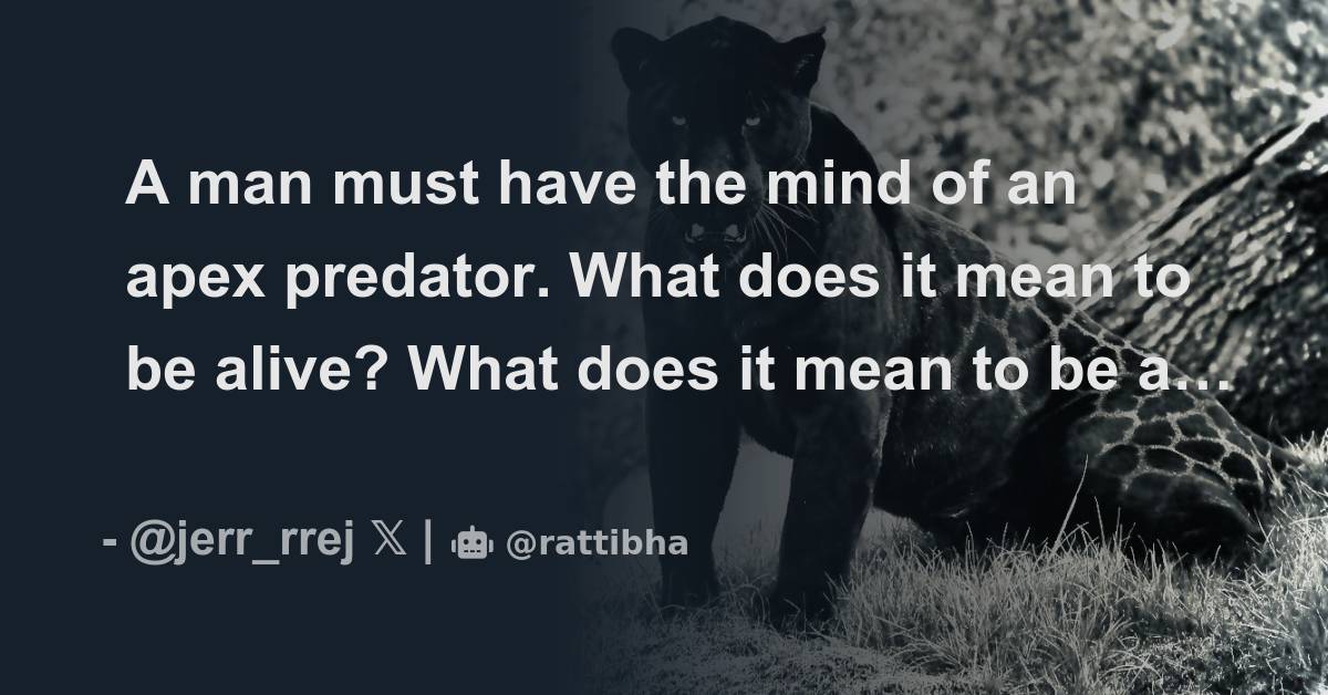 A man must have the mind of an apex predator. What does it mean to be
