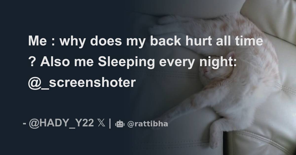 Me why does my back hurt all time ? Also me Sleeping every night