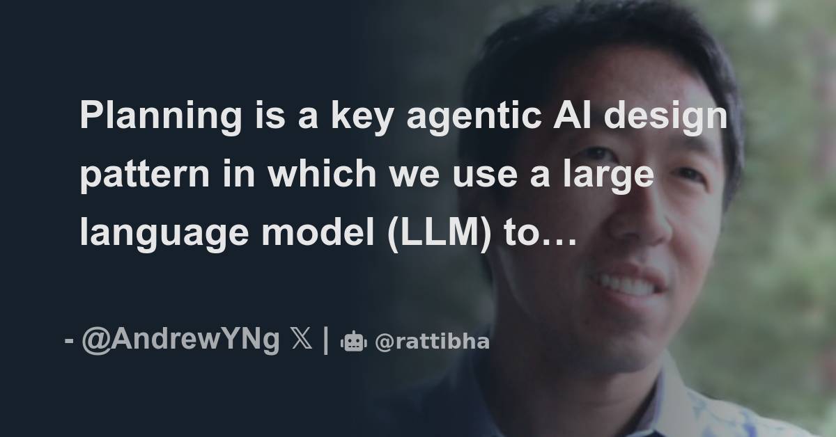 Planning is a key agentic AI design pattern in which we use a large ...